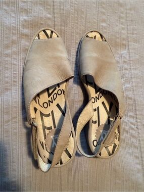 Fly London - Neutral Beige Women's Slingback Open-Toe Sandals - size 39